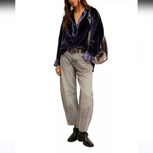 We The Free Luxy Solid Velvet Shirt Large